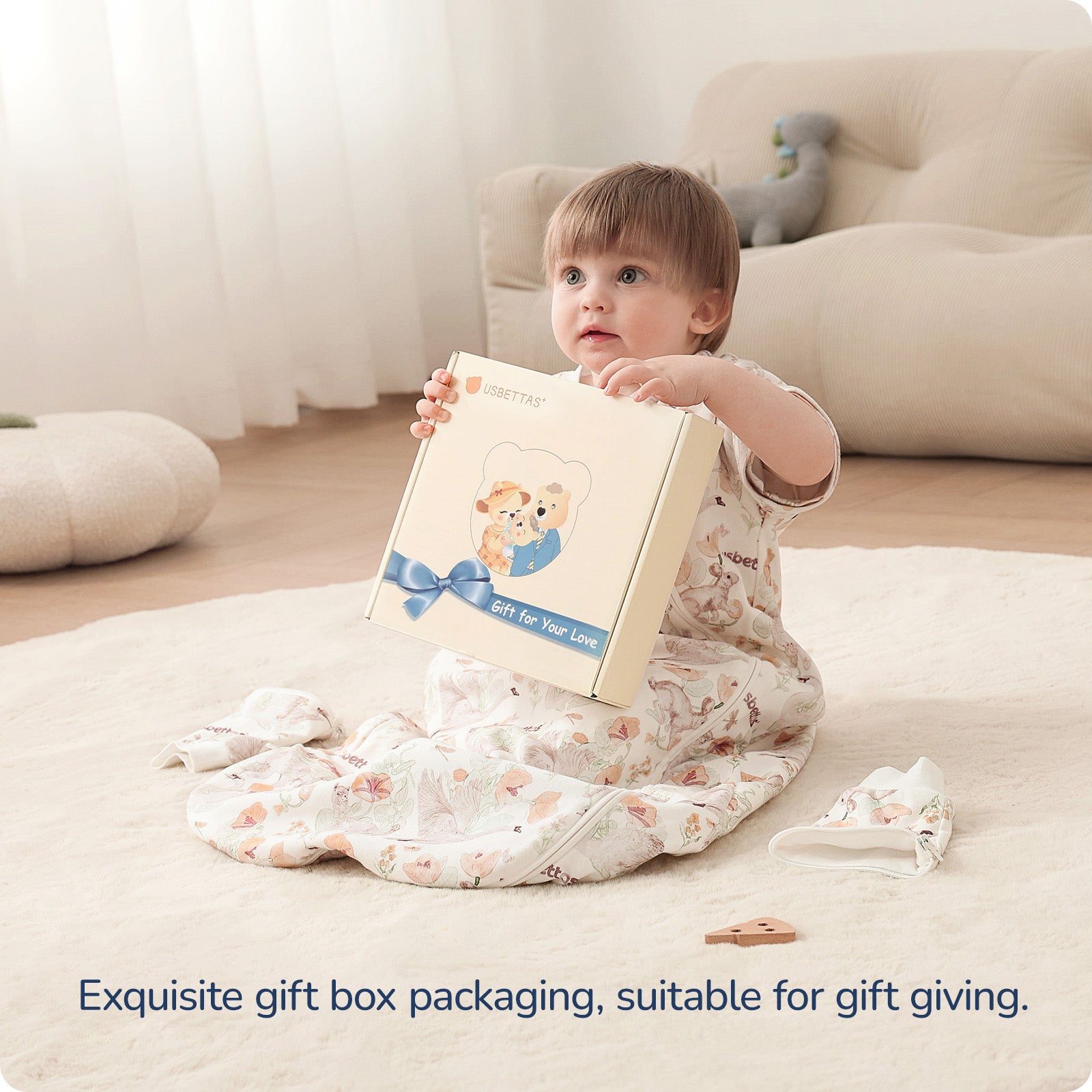 Detachable Sleeves Sleep Sack 1.0 TOG – 100% Cotton (Flower)